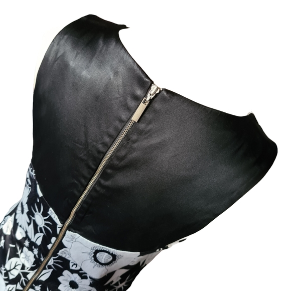 Veronika Maine 8 Black White Floral Fit & Flare Dress - Picture 3 of 10